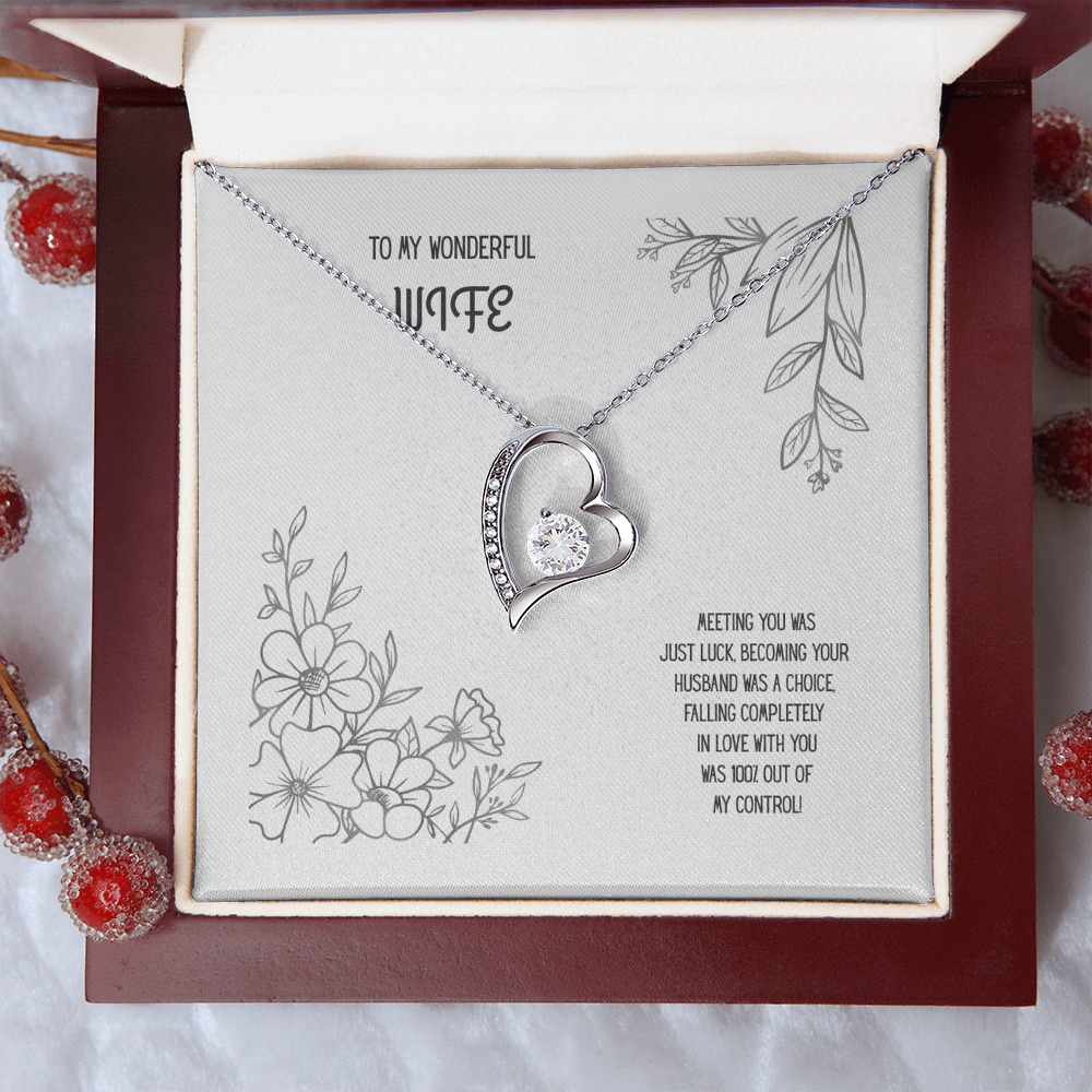 To My Wonderful Wife Black/White Heart Pendent