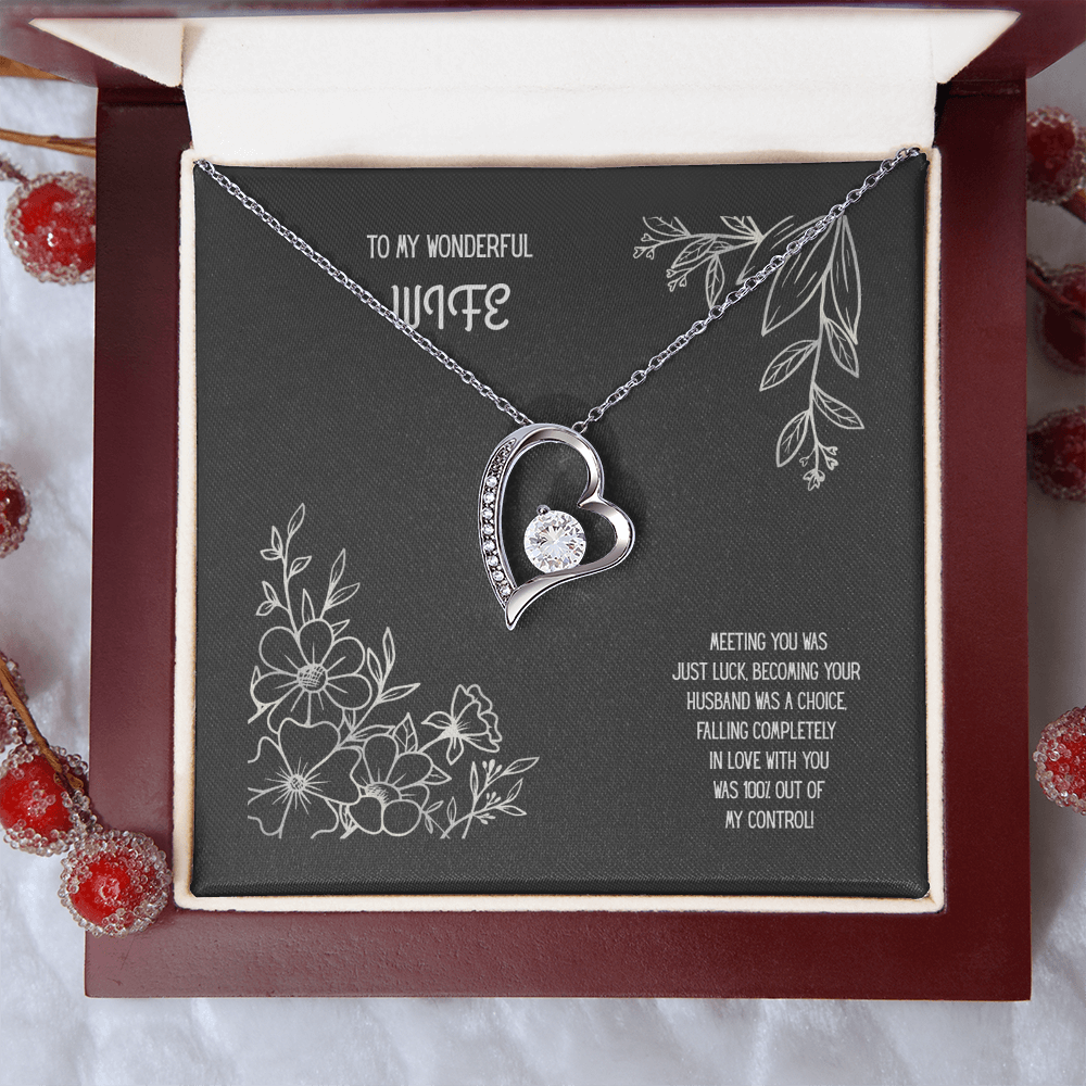 To My Wonderful Wife Black/White Heart Pendent