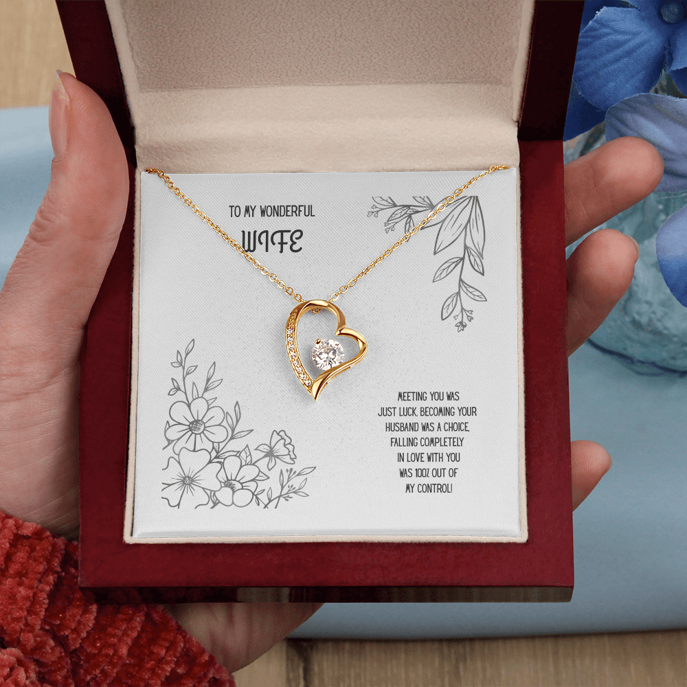 To My Wonderful Wife Black/White Heart Pendent