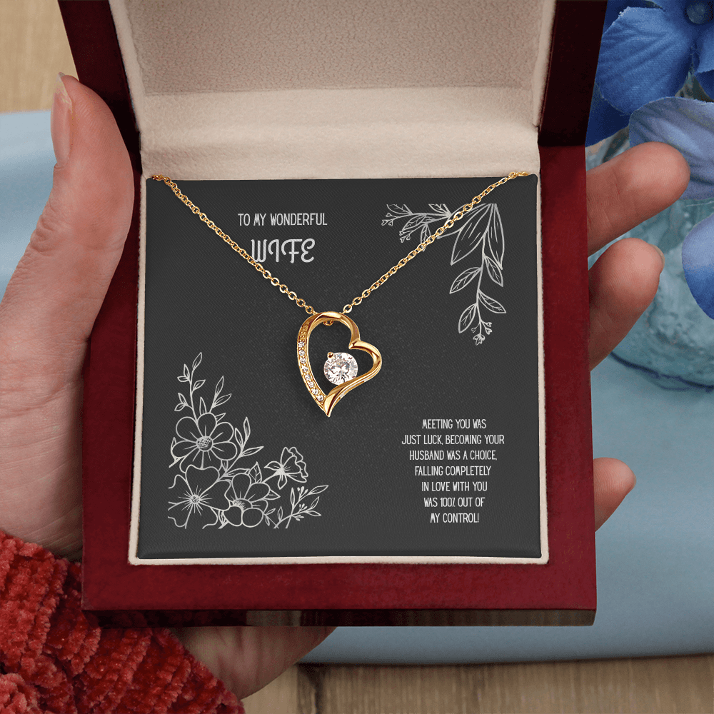 To My Wonderful Wife Black/White Heart Pendent