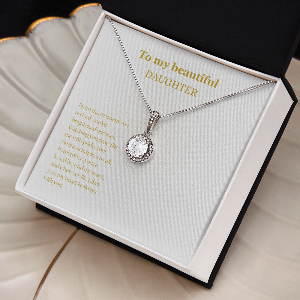 To My Beautiful Daughter White/Gold Eternal Hope Necklace