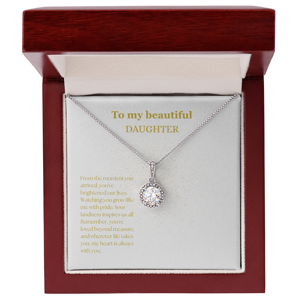 To My Beautiful Daughter White/Gold Eternal Hope Necklace