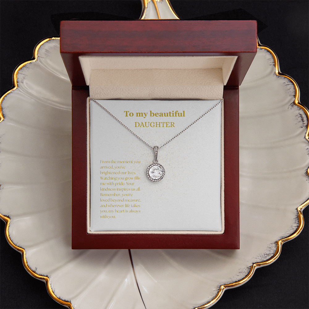 To My Beautiful Daughter White/Gold Eternal Hope Necklace