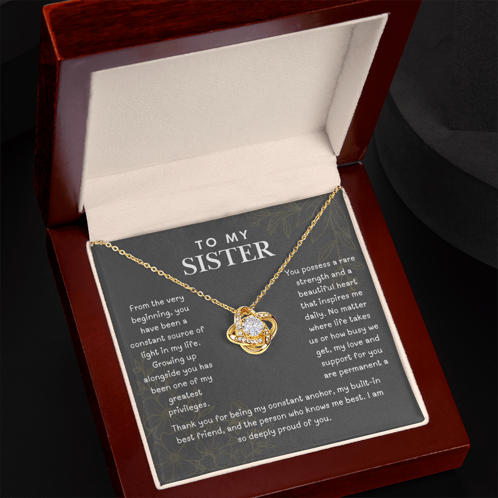 To My Sister, Love Knot Necklace