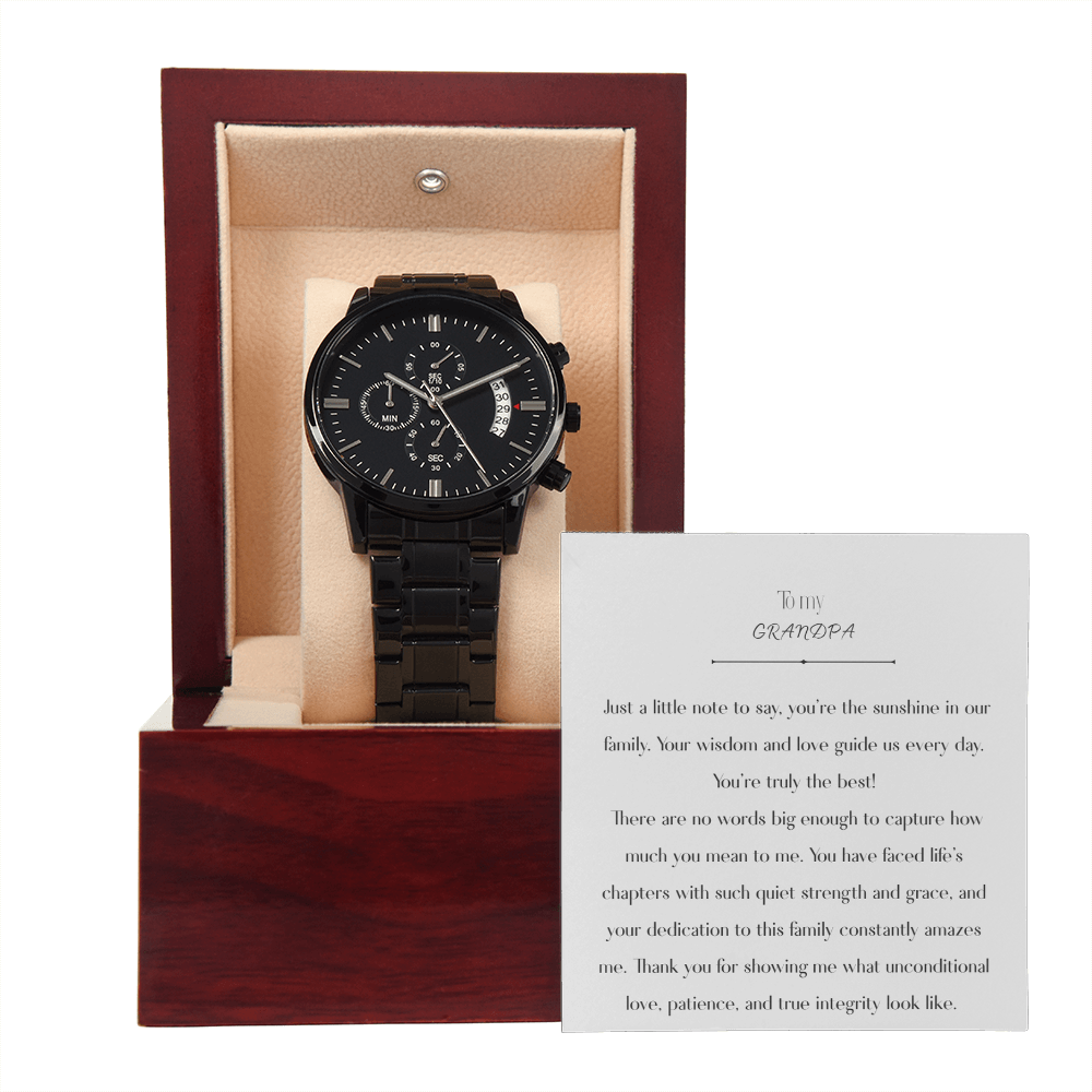 To My Grandpa, Black Chronograph Watch