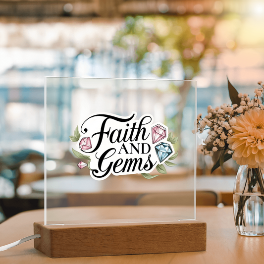 Faith and Gems Light Up Plaque