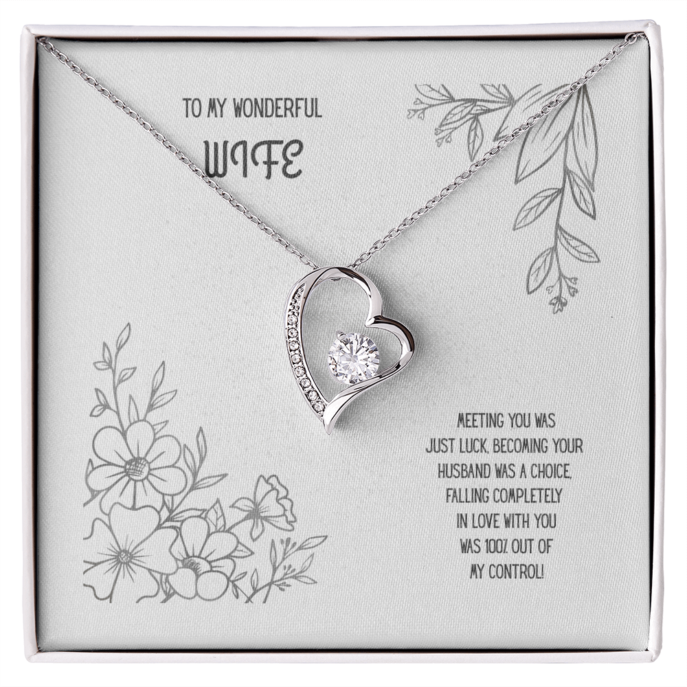 To My Wonderful Wife Black/White Heart Pendent