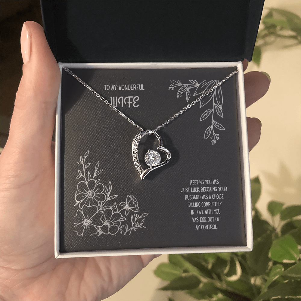To My Wonderful Wife Black/White Heart Pendent