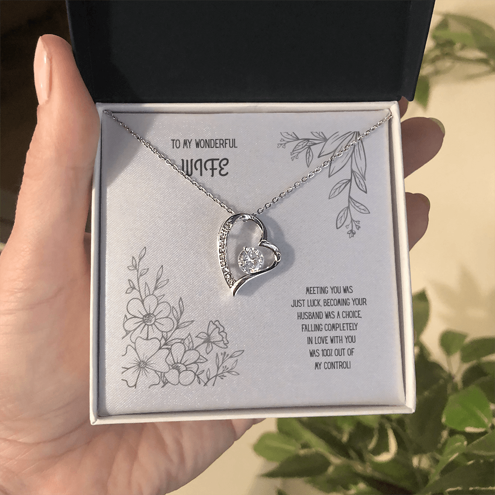 To My Wonderful Wife Black/White Heart Pendent