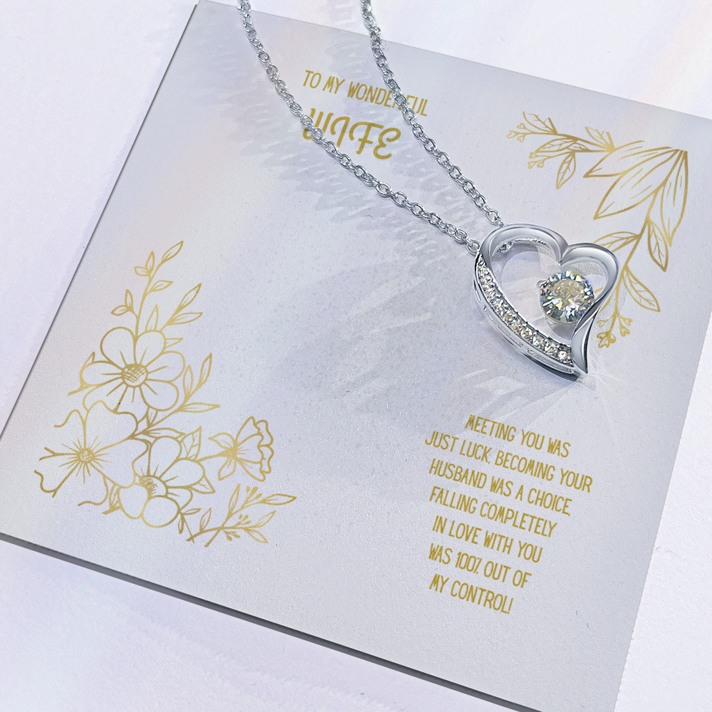 To My Wonderful Wife White/Gold Heart Pendent