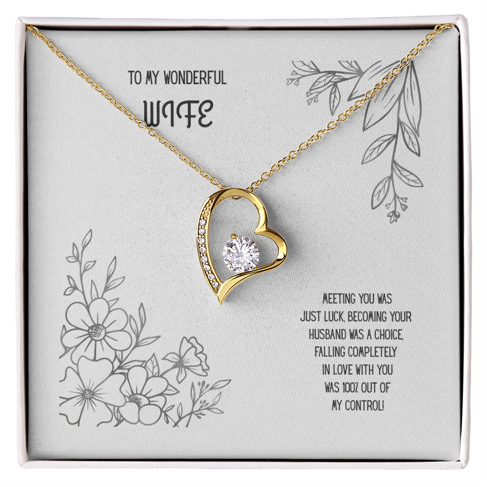 To My Wonderful Wife Black/White Heart Pendent