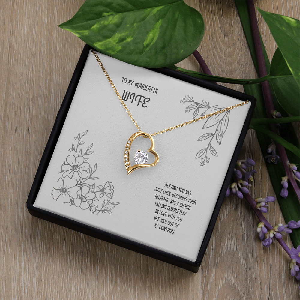 To My Wonderful Wife Black/White Heart Pendent