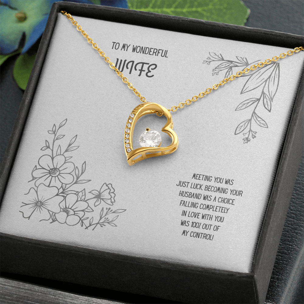To My Wonderful Wife Black/White Heart Pendent