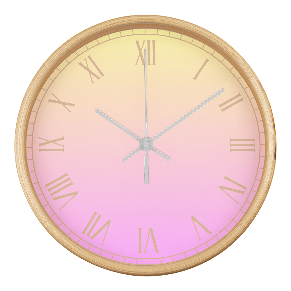 Pink/Yellow Roman Numeral Wall Clock