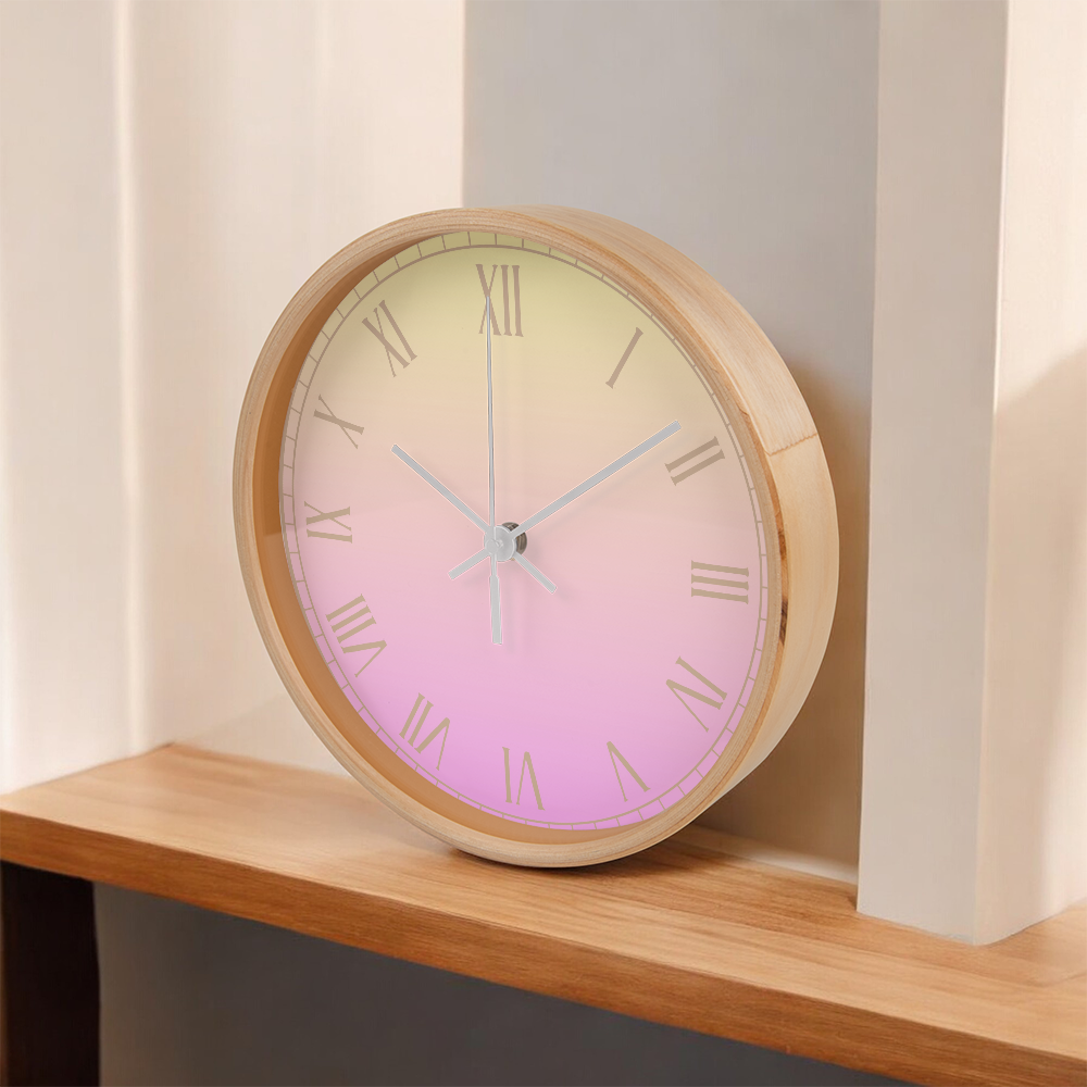 Pink/Yellow Roman Numeral Wall Clock