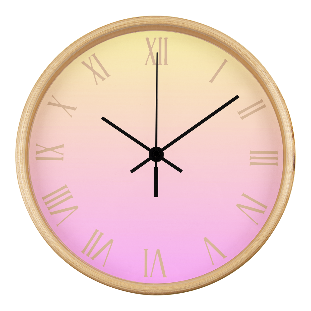 Pink/Yellow Roman Numeral Wall Clock