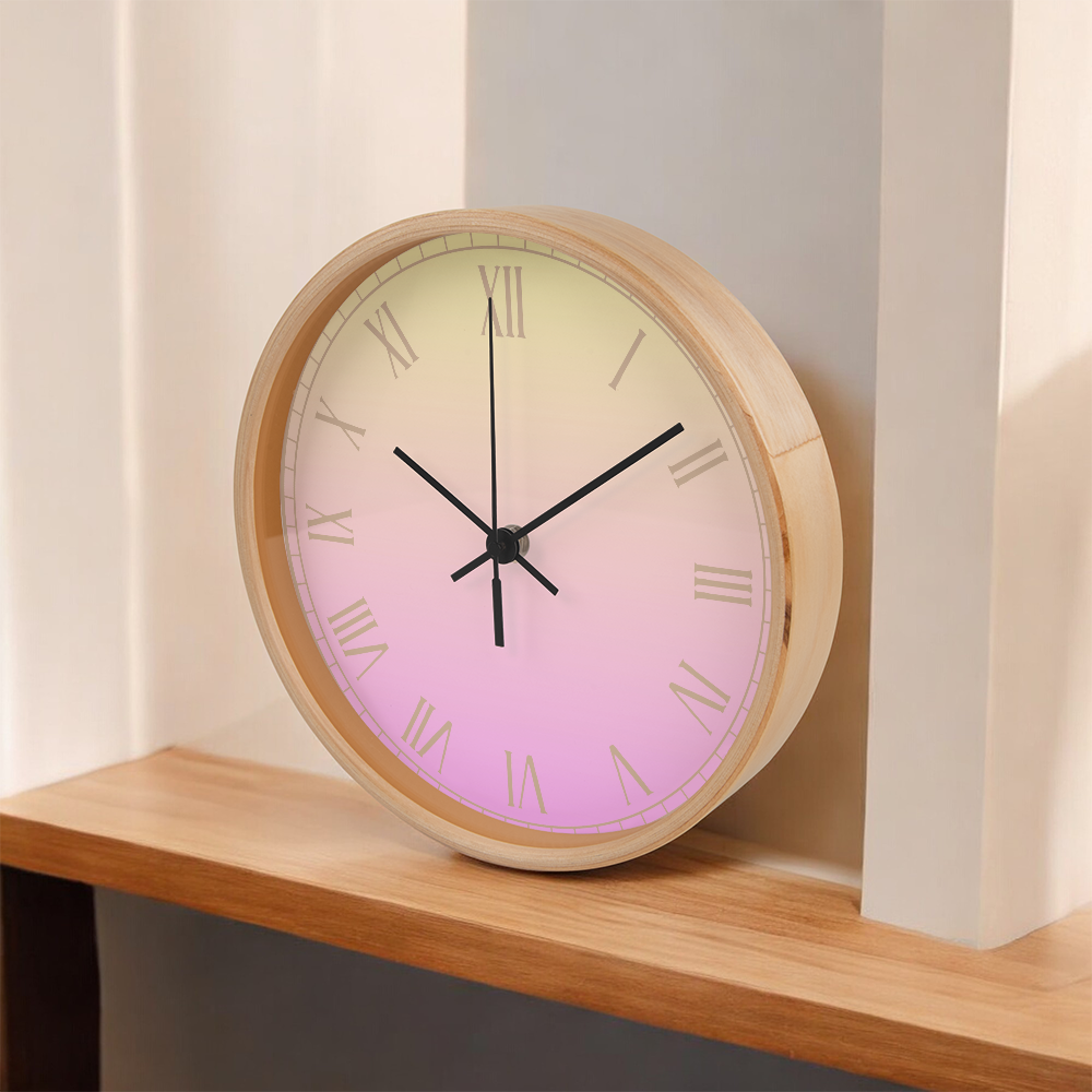 Pink/Yellow Roman Numeral Wall Clock