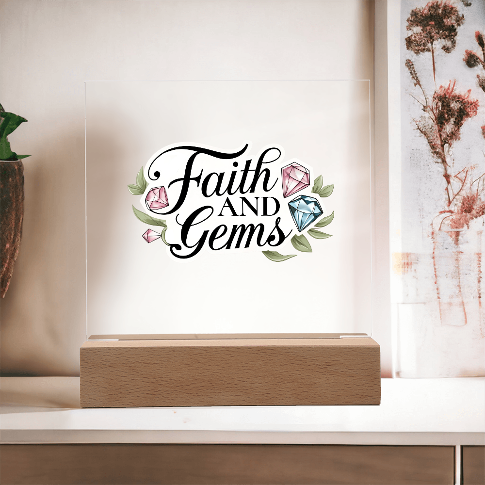 Faith and Gems Light Up Plaque