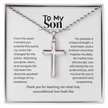 To My Son, Artisan Cross Necklace with Ball Chain