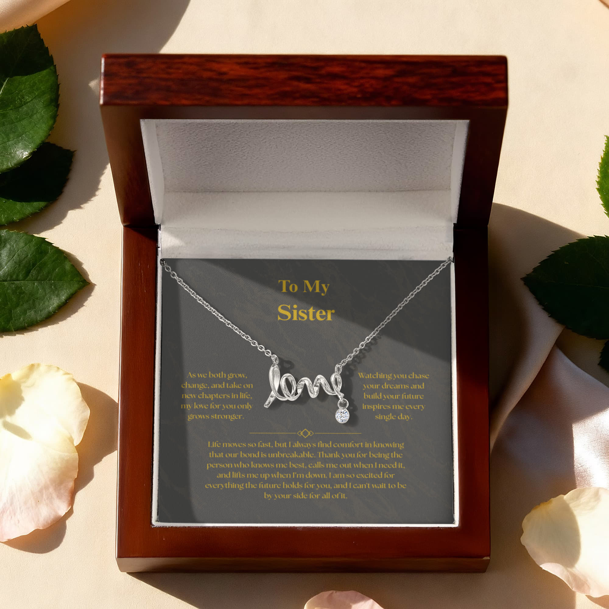 To My Sister, Scripted Love Necklace