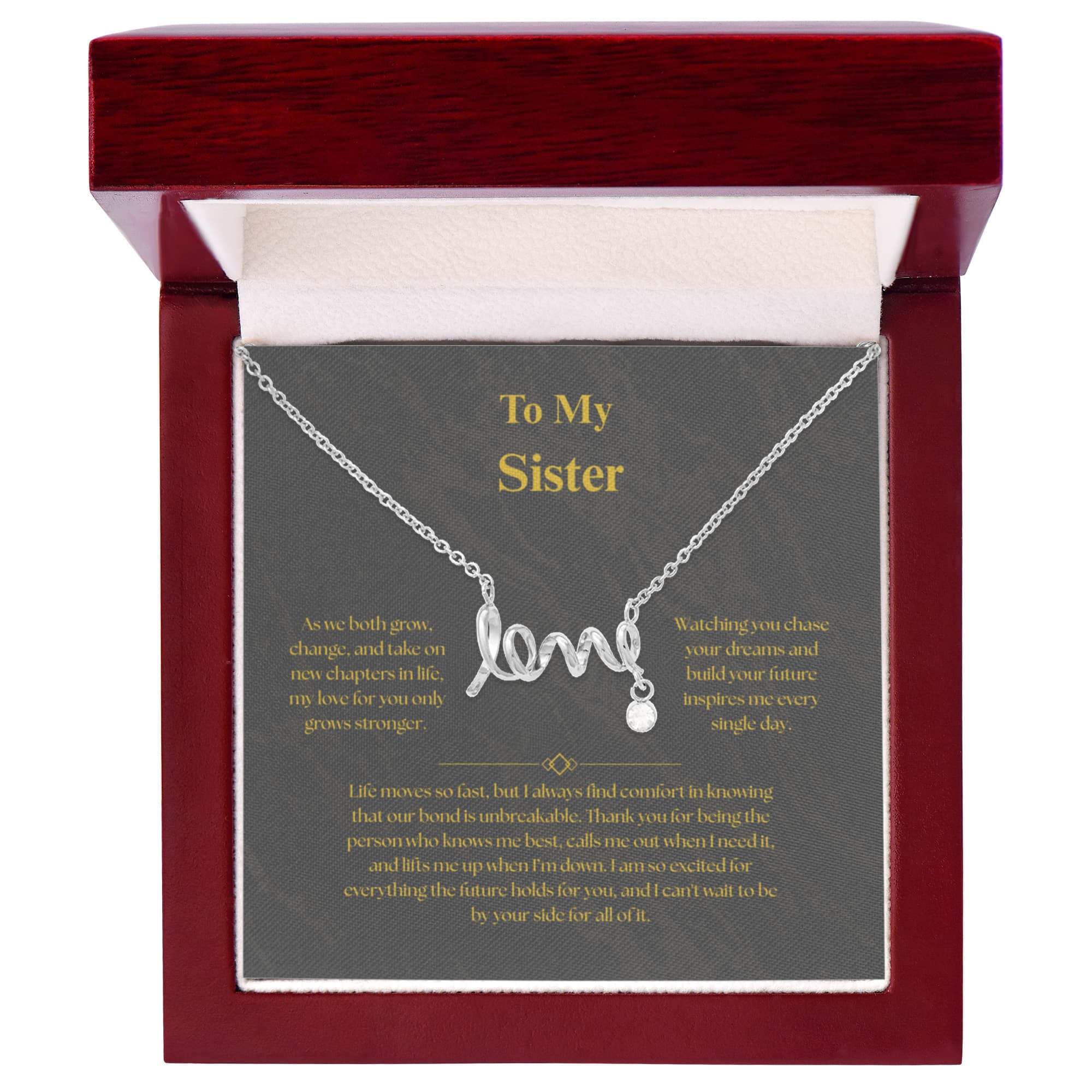 To My Sister, Scripted Love Necklace