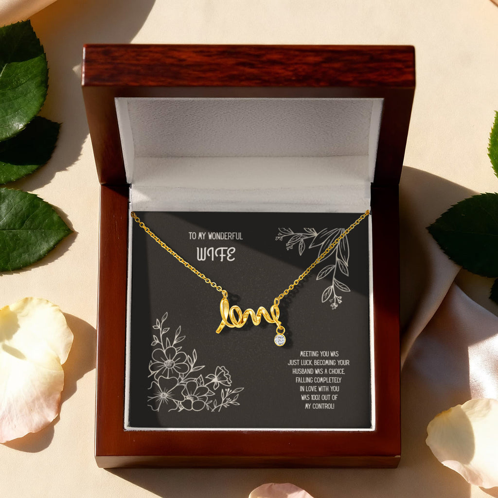To My Wonderful Wife, Scripted Love Necklace