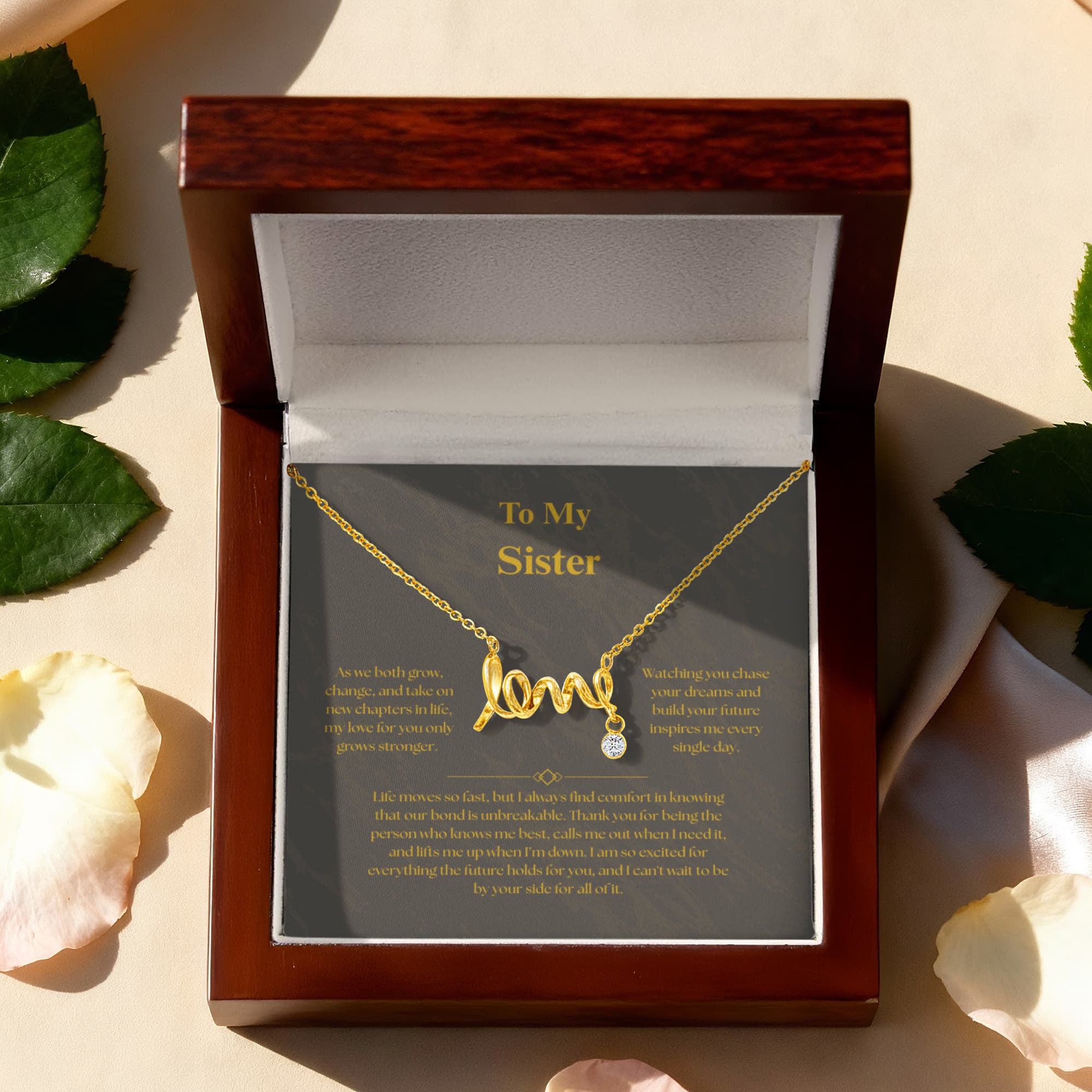 To My Sister, Scripted Love Necklace