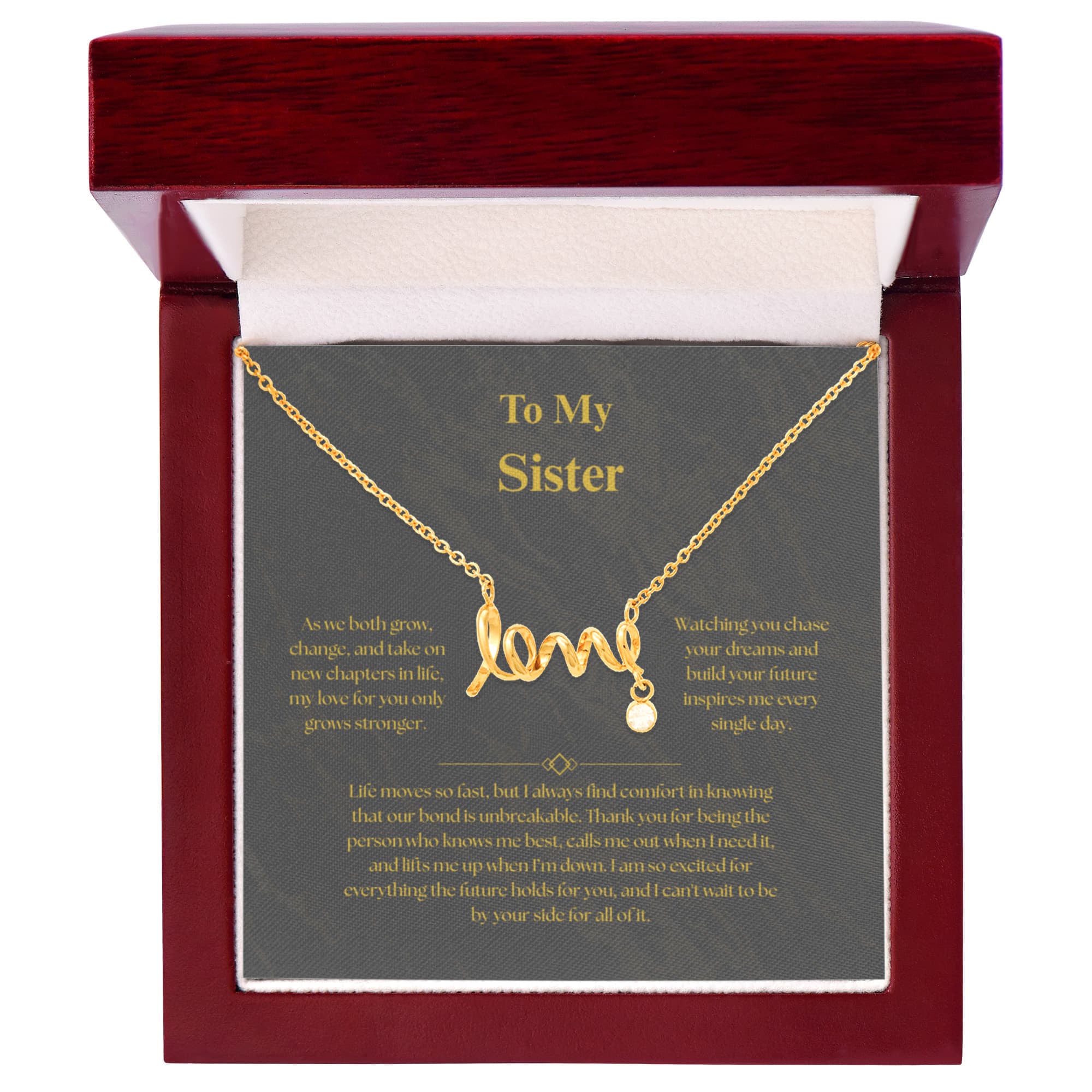To My Sister, Scripted Love Necklace