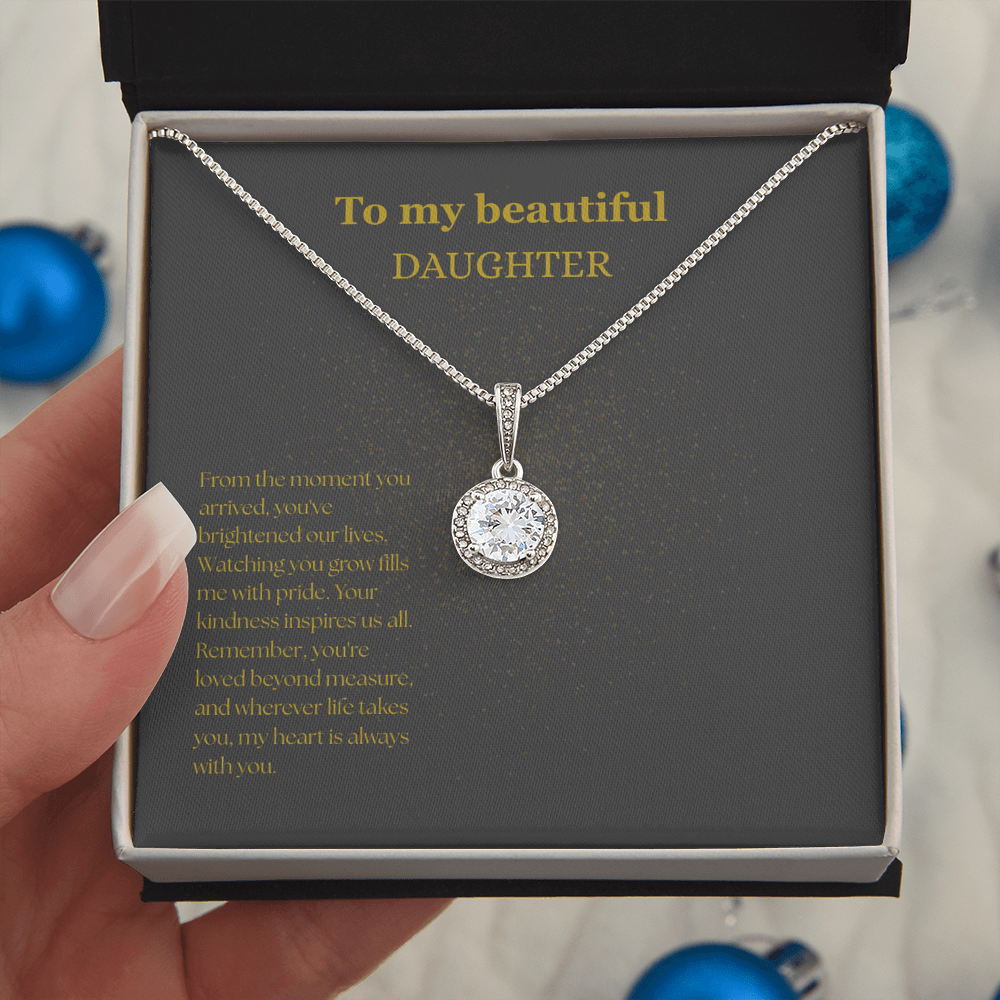 To My Beautiful Daughter Black/Gold Eternal Hope Necklace