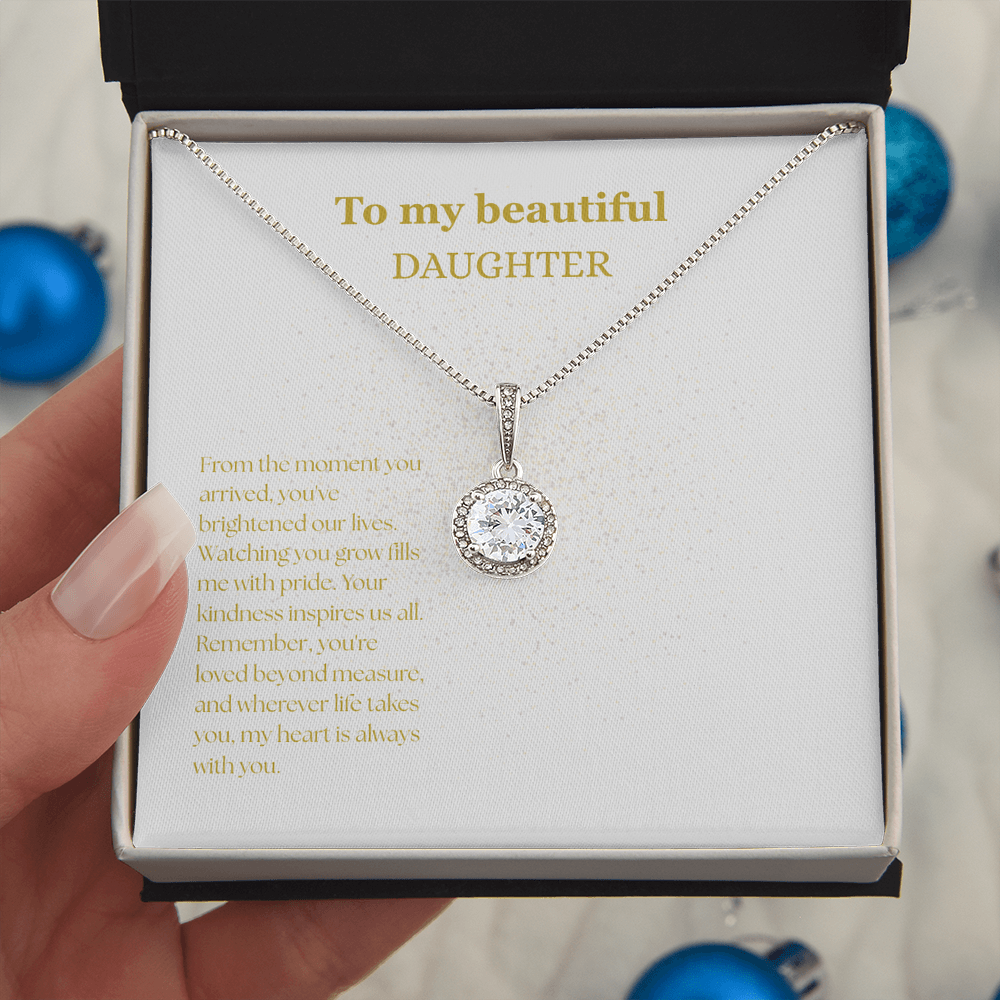 To My Beautiful Daughter White/Gold Eternal Hope Necklace