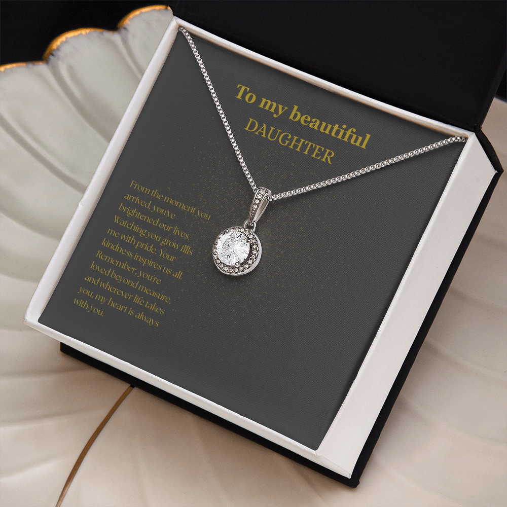 To My Beautiful Daughter Black/Gold Eternal Hope Necklace