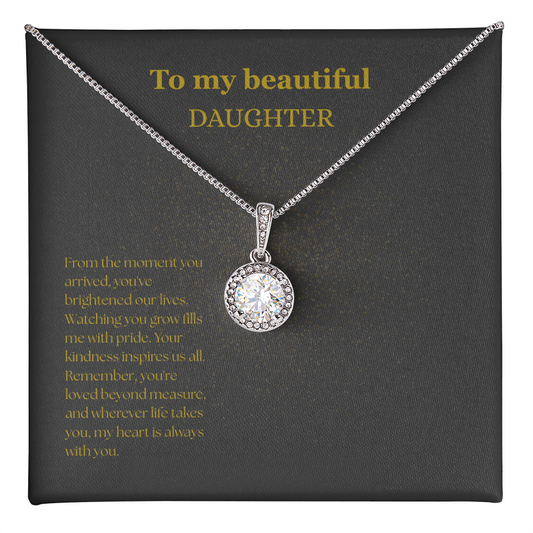 To My Beautiful Daughter Black/Gold Eternal Hope Necklace