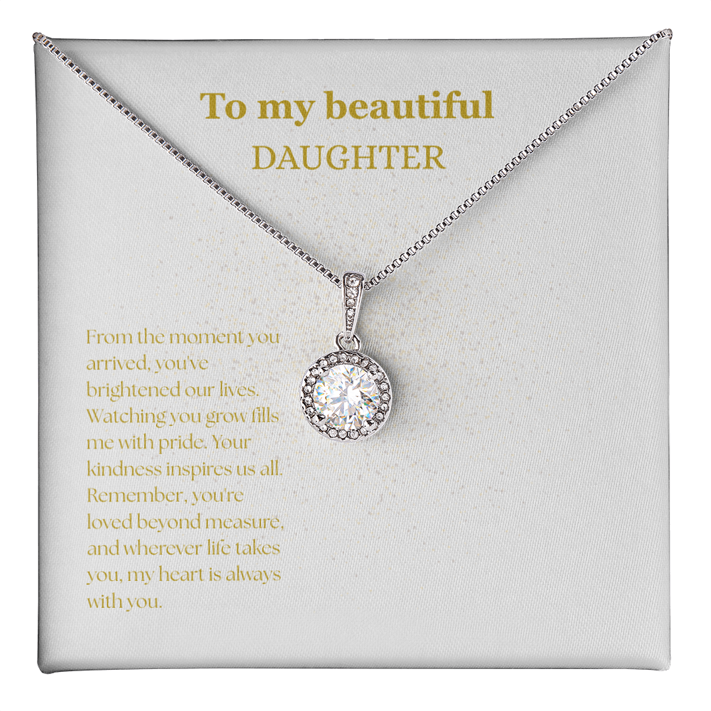 To My Beautiful Daughter White/Gold Eternal Hope Necklace