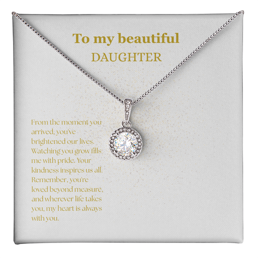 To My Beautiful Daughter White/Gold Eternal Hope Necklace