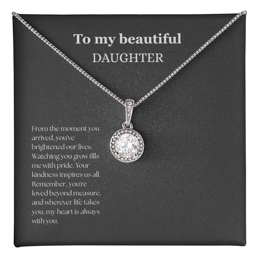 To My Beautiful Daughter Black/White Eternal Hope Necklace
