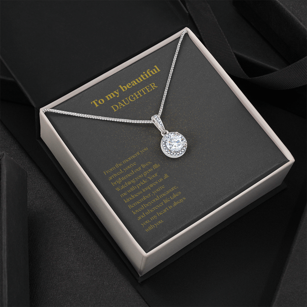 To My Beautiful Daughter Black/Gold Eternal Hope Necklace