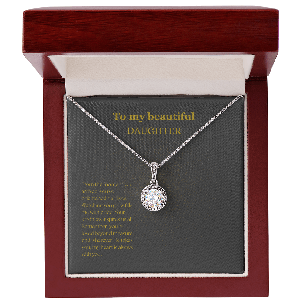 To My Beautiful Daughter Black/Gold Eternal Hope Necklace