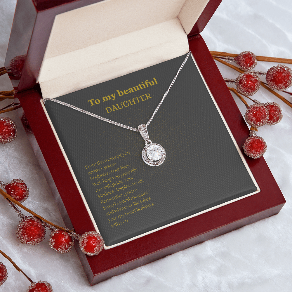 To My Beautiful Daughter Black/Gold Eternal Hope Necklace