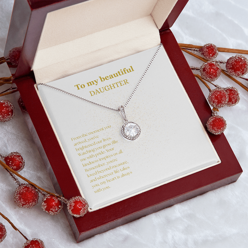To My Beautiful Daughter White/Gold Eternal Hope Necklace