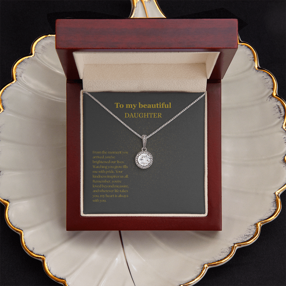 To My Beautiful Daughter Black/Gold Eternal Hope Necklace