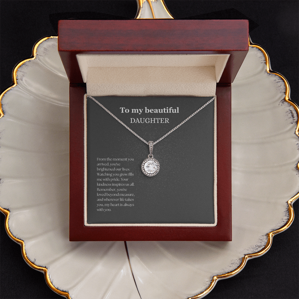 To My Beautiful Daughter Black/White Eternal Hope Necklace