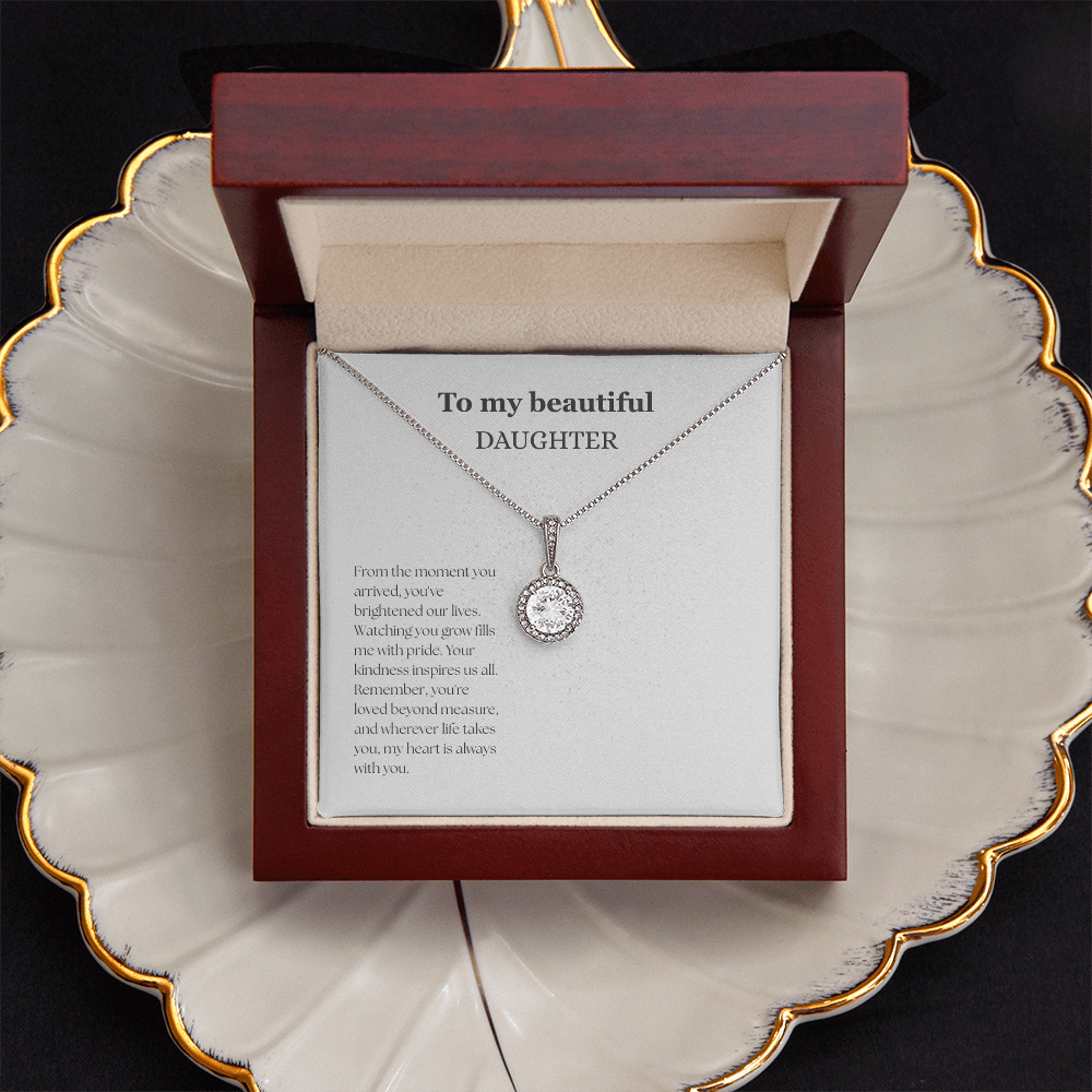 To My Beautiful Daughter White/Black Eternal Hope Necklace