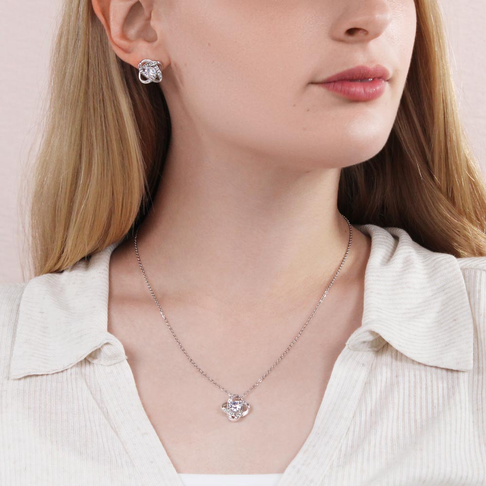 To My Daughter, Love Knot Necklace and Earring Bundle