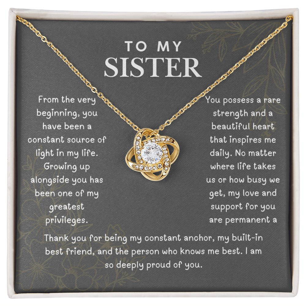 To My Sister, Love Knot Necklace