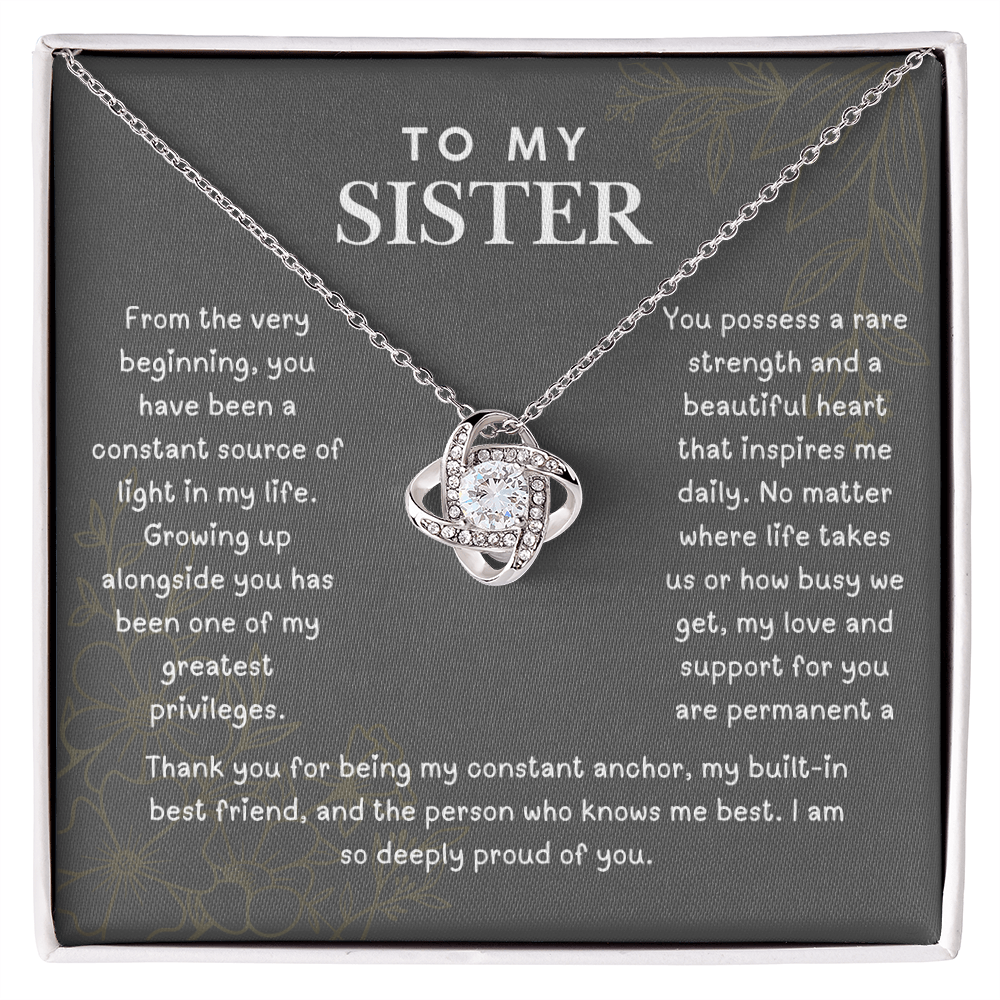 To My Sister, Love Knot Necklace