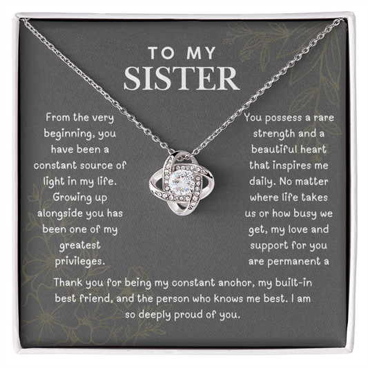 To My Sister, Love Knot Necklace