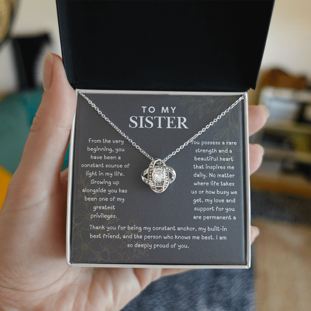 To My Sister, Love Knot Necklace