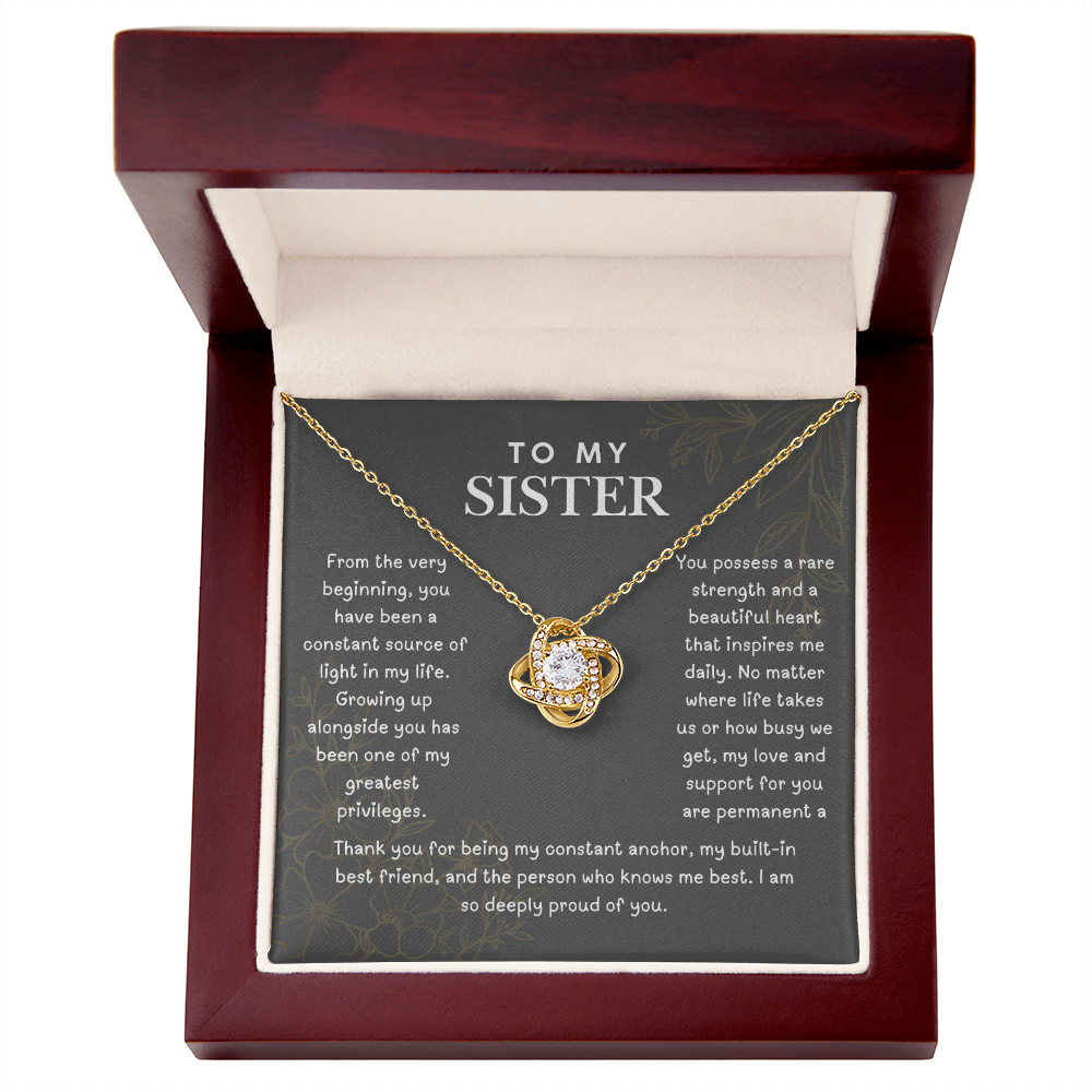 To My Sister, Love Knot Necklace