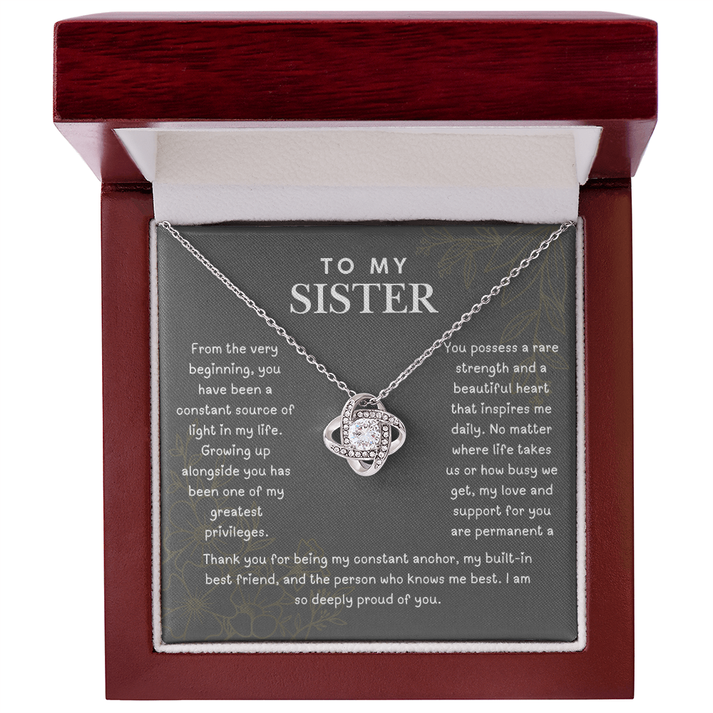 To My Sister, Love Knot Necklace