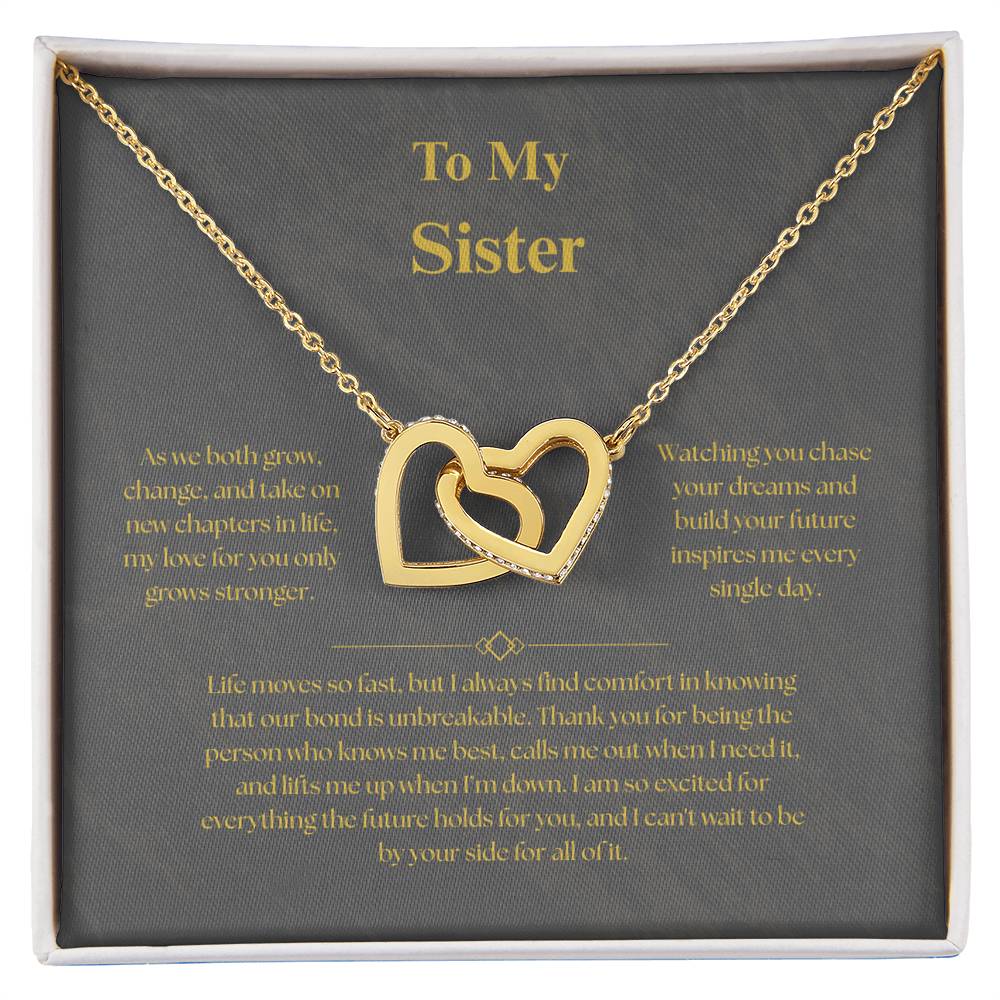To My Sister, Interlocking Heart Necklace